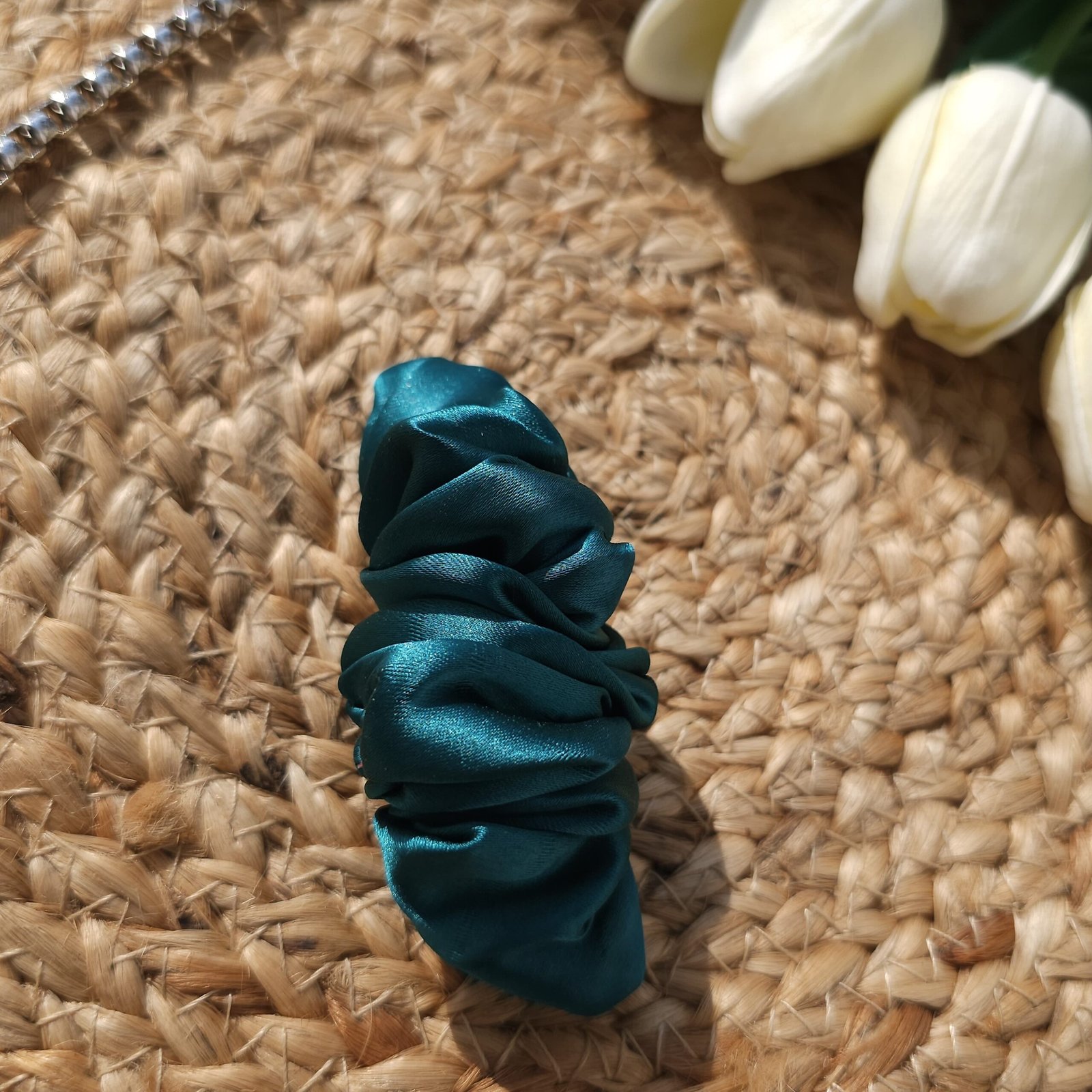 Dark-sea-green-satin-french-barette-hairclip satin french barrettes for Thick and thin hair