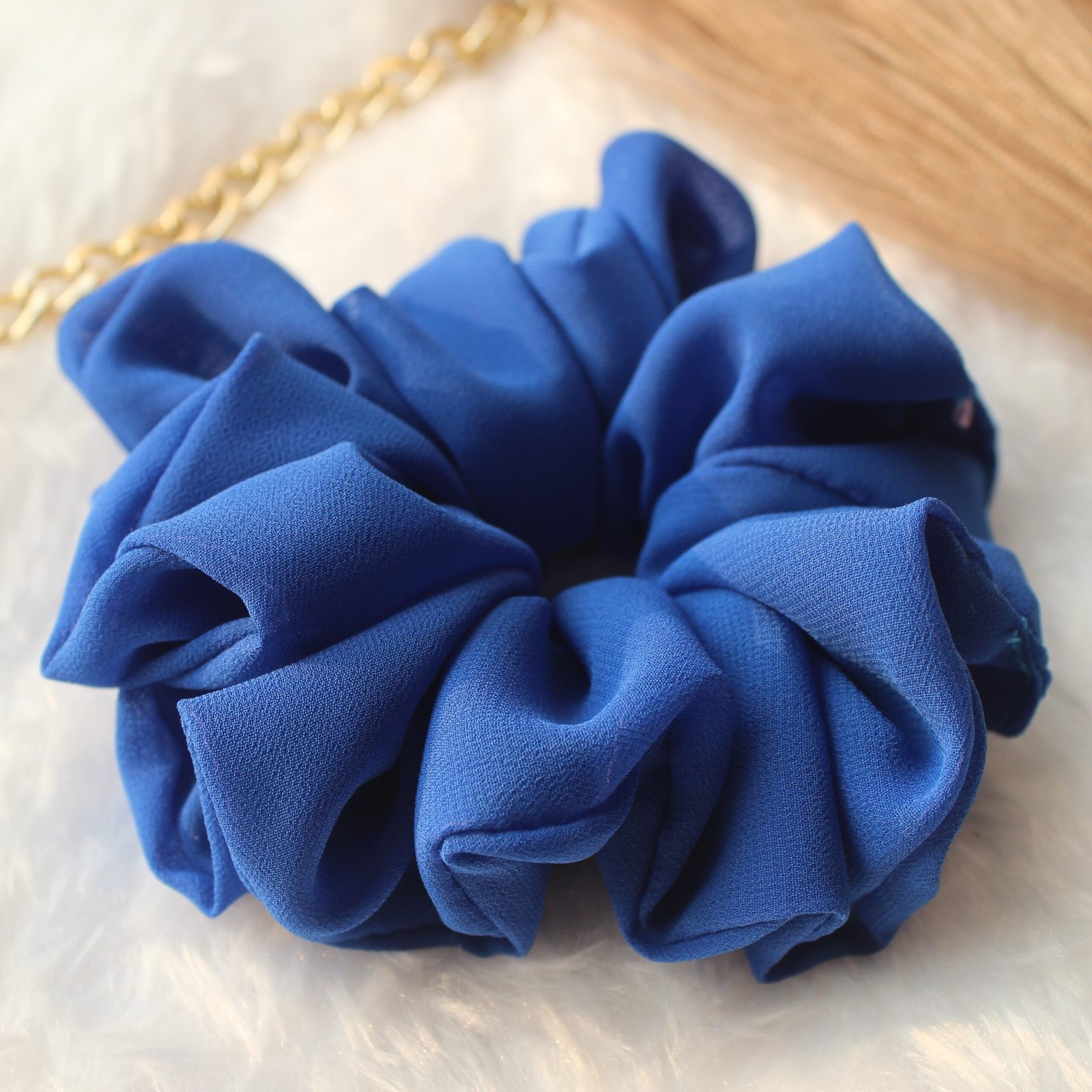 blue-georgette-scrunchies fluffy georgette scrunchies