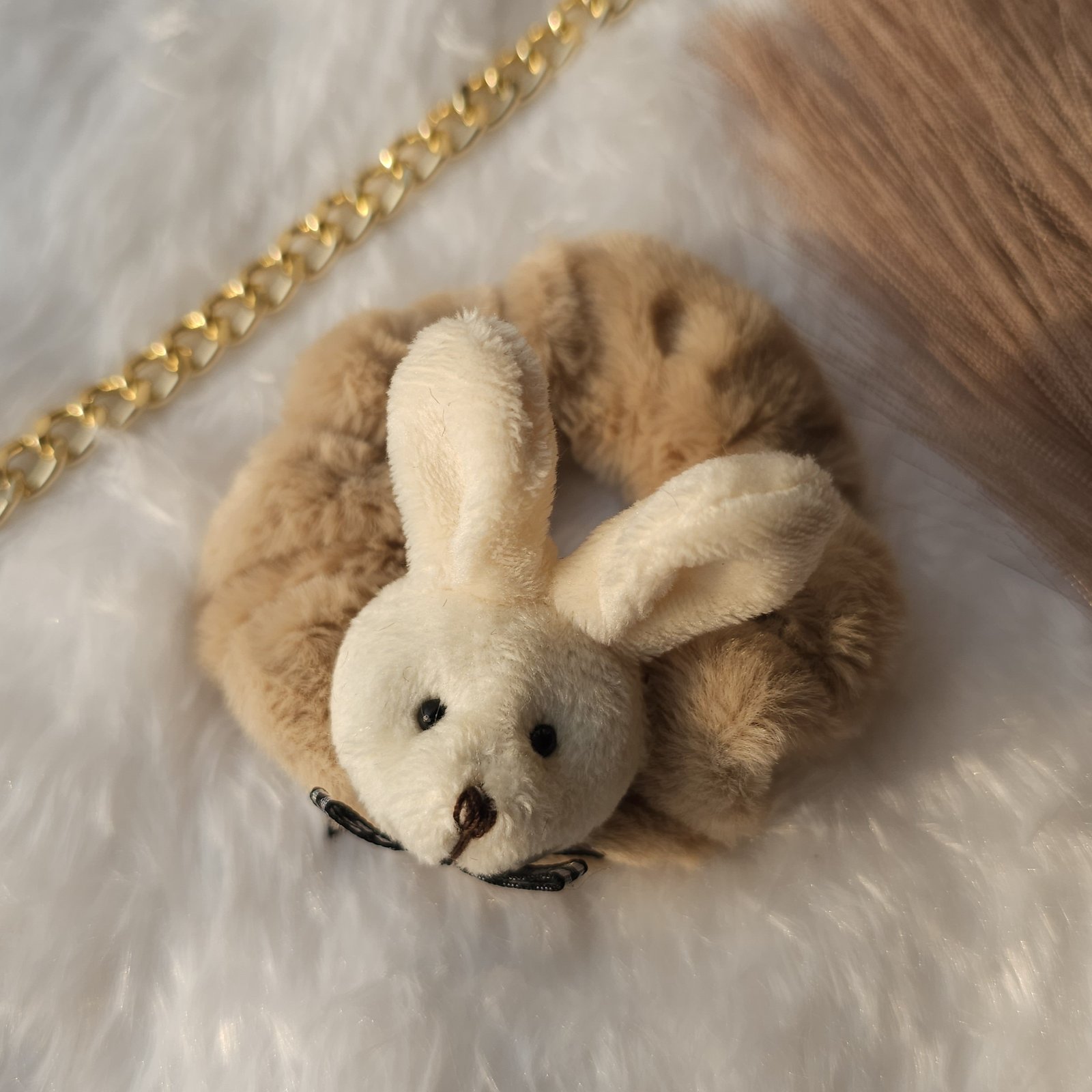brown-bunny-hair-scrunchies brown soft fury scrunchie