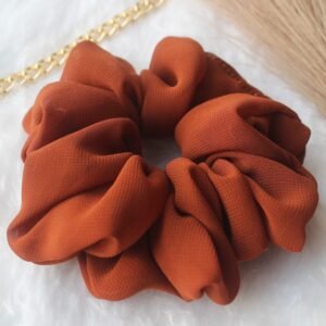 Brown Fluffy Georgette Scrunchies