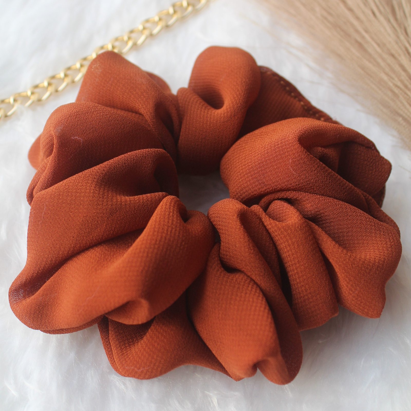 Brown fluffy georgette scrunchie Brown Fluffy Georgette Scrunchies