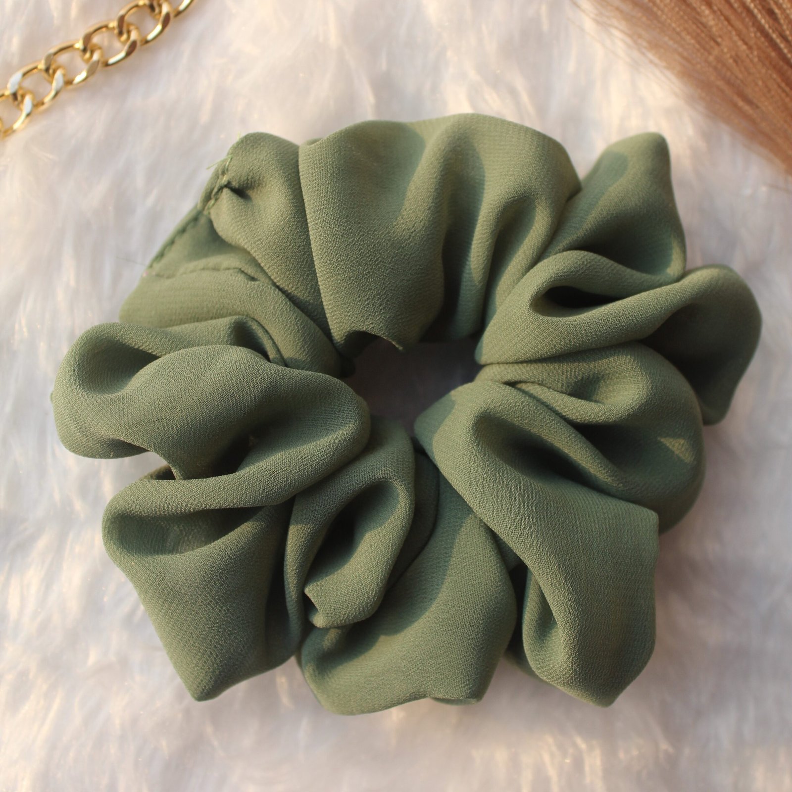 green-georgette-scrunchies fluffy georgette scrunchies