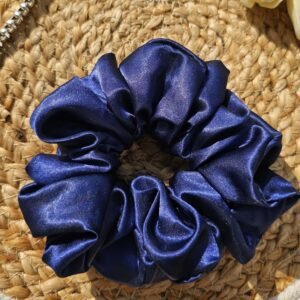 Navy Blue Satin Scrunchie - Image 2