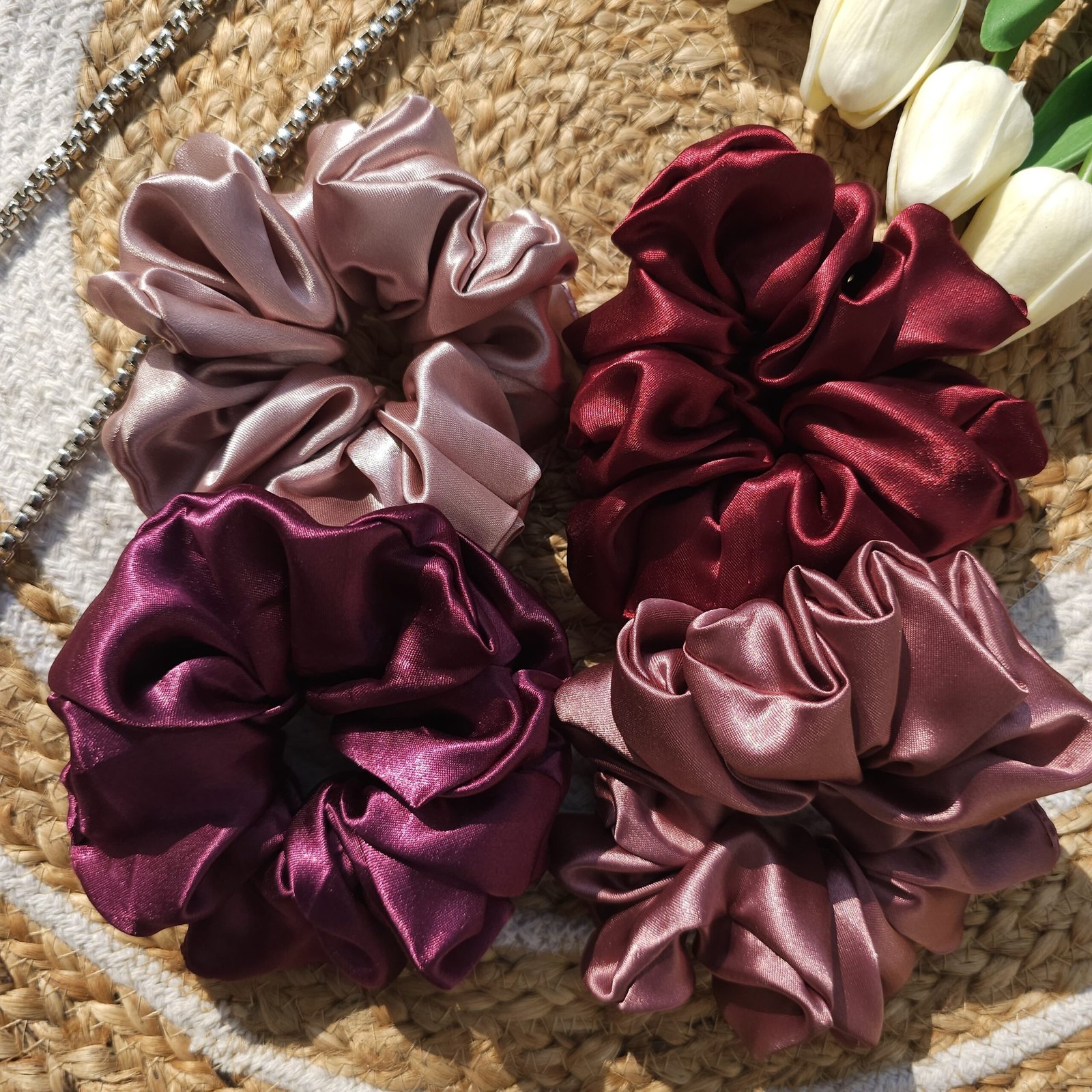 nude-palette-combo Hair Breakage with Luxurious Satin Scrunchies