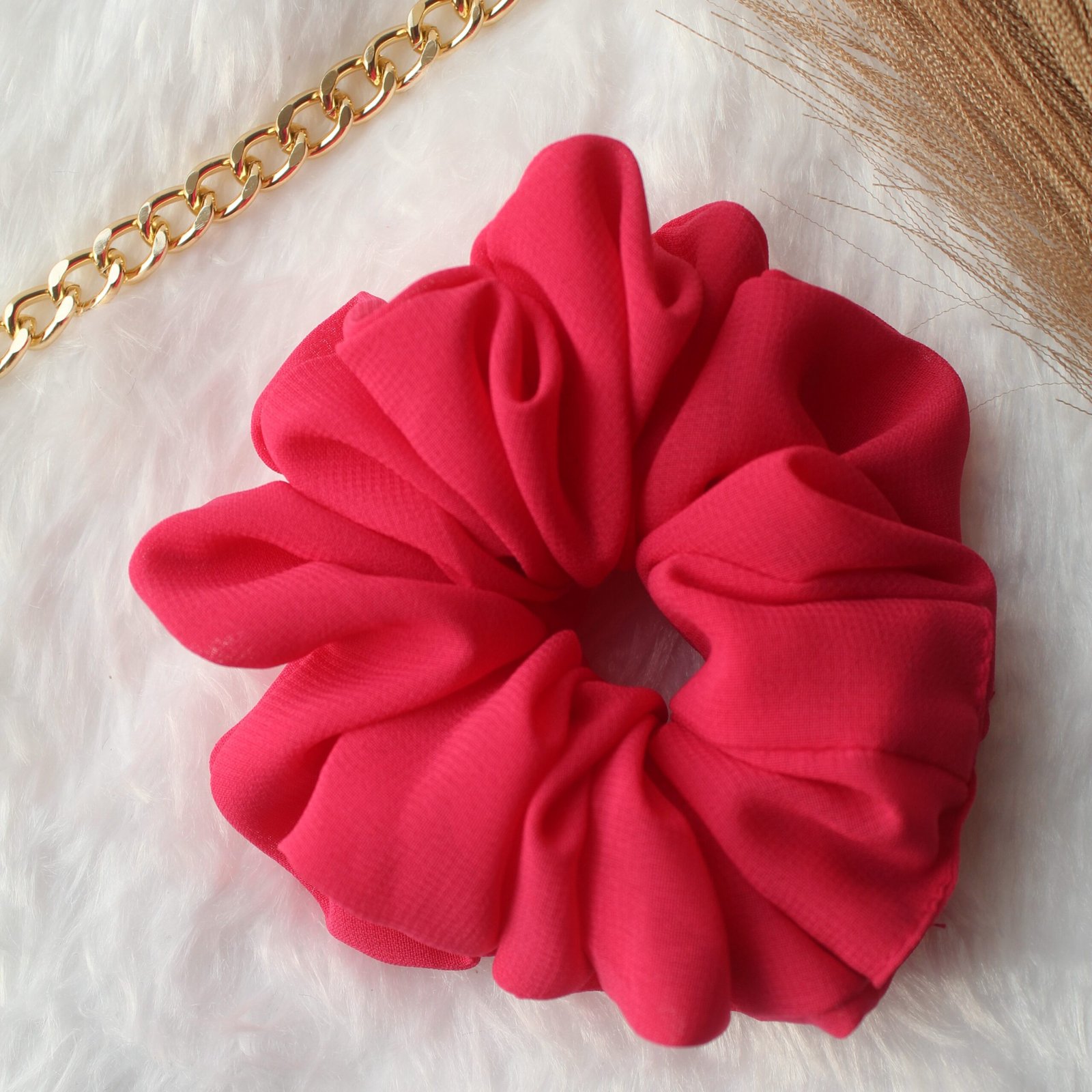 pink-georgette-hair-scrunchies georgette scrunchies for hair