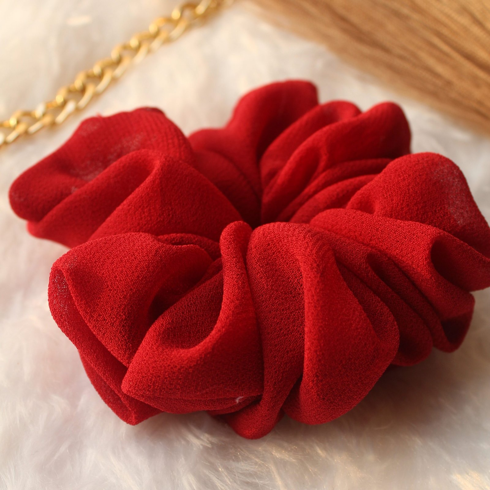 rusty-orange-georgette-scrunchies fluffy georgette scrunchies