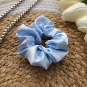 Powder Blue Satin Scrunchies - Image 4