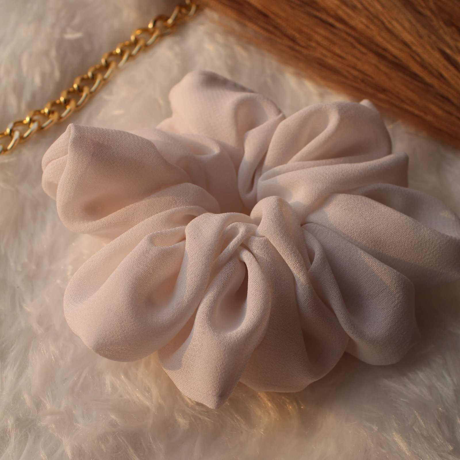 snow-white-georgette-hair-scrunchies fluffy georgette scrunchies
