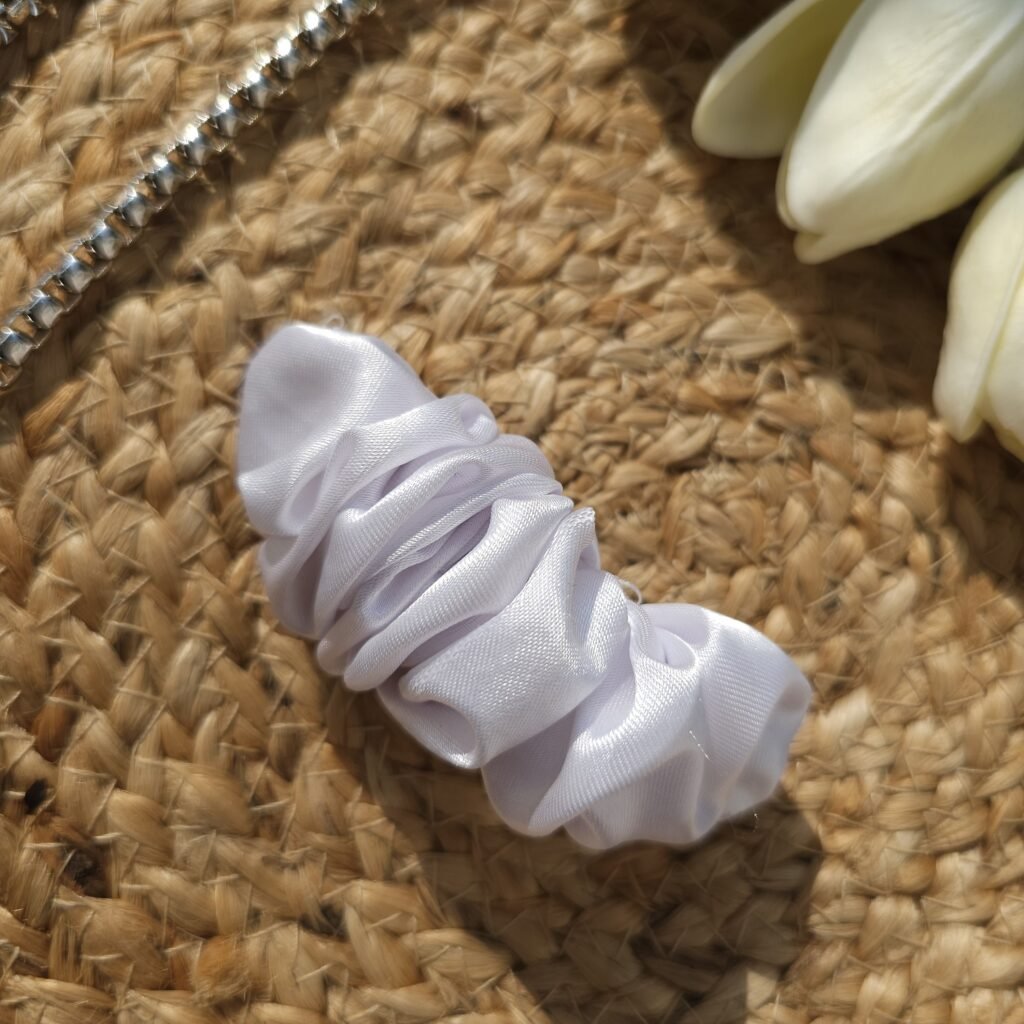 white satin french barette hairclips