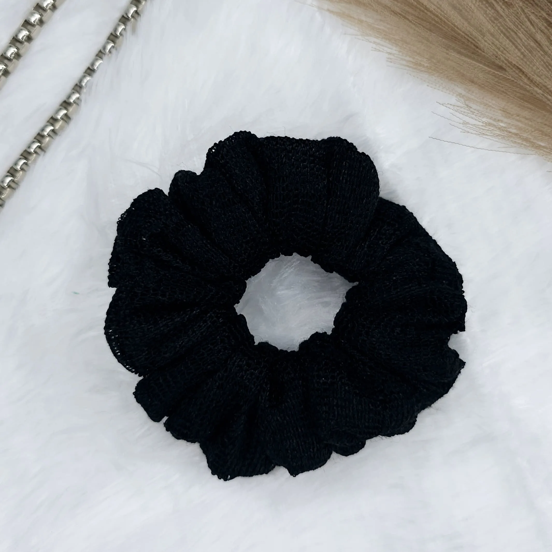 Black-net-fabric-scrunchie best hair scrunchies in Kanpur