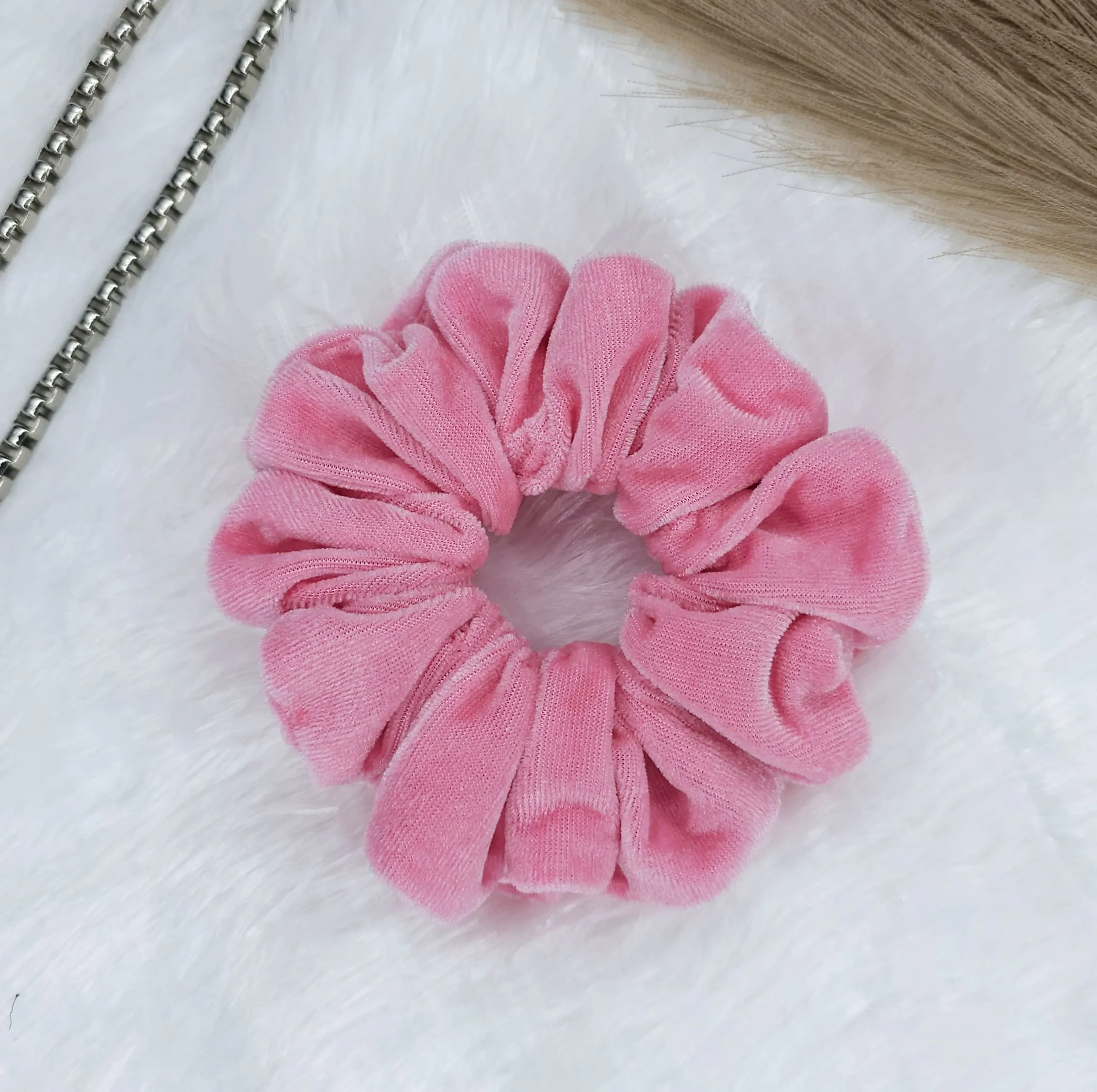 babypink-velvet-scrunchies Affordable scrunchies and bows in Kanpur