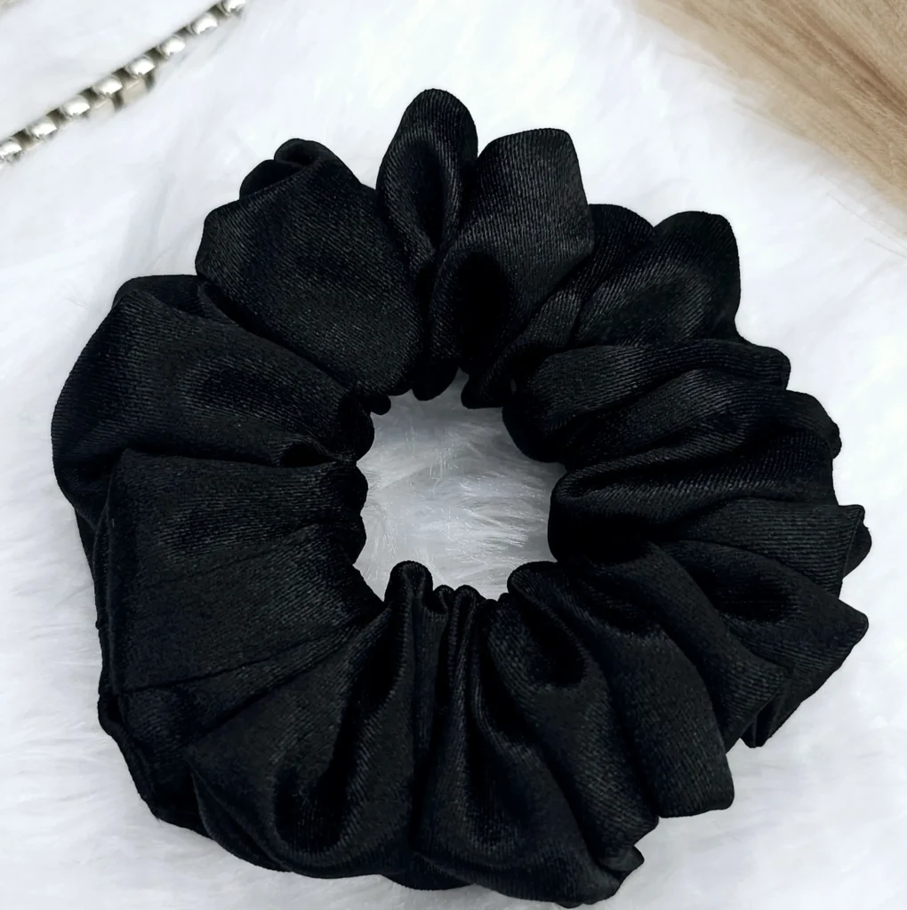black satin scrunchie