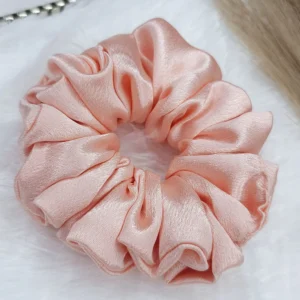 peach luxe silk satin scrunchies