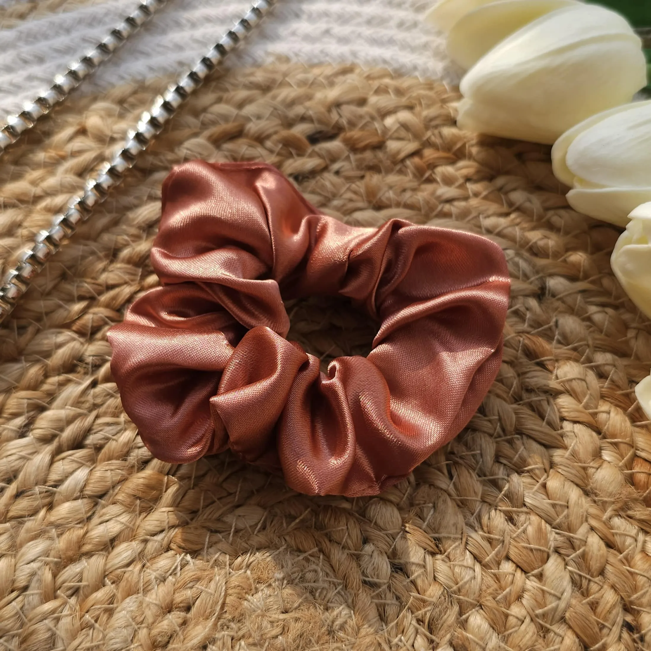 peach-metallic-scrunchie Scrunchies for every season and vibe – find yours now at The Stylish Gem