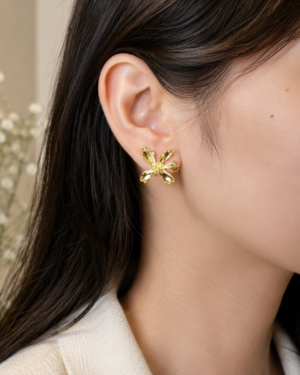 Golden Bloom Flower Earrings - Image 2