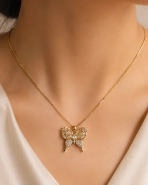 Angel Golden Butterfly Necklace - Image 2