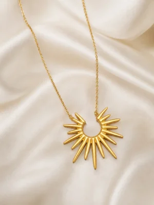 Golden Sunburst Minimal Pendant Necklace - Image 2
