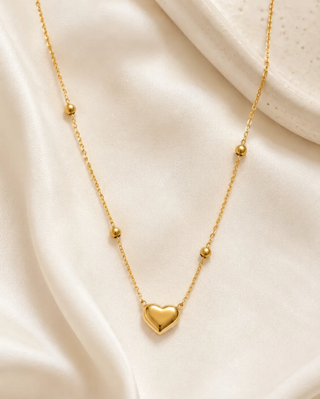 Minimal Heart Pendant Necklace Minimal Heart Pendant Necklace with Gold Heart Pendant and Bead Chain