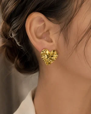 Aurelia Textured Heart Stud Earrings - Image 2