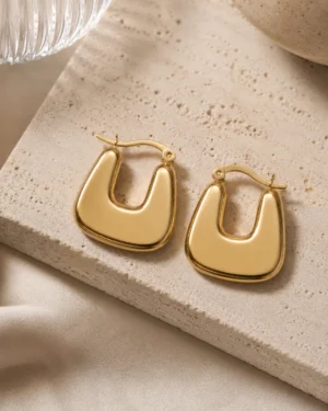 Sienna Sculpted Frame Hoop Earrings - Image 3