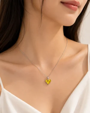 Yellow Stone Heart Pendant Neckchain - Image 2
