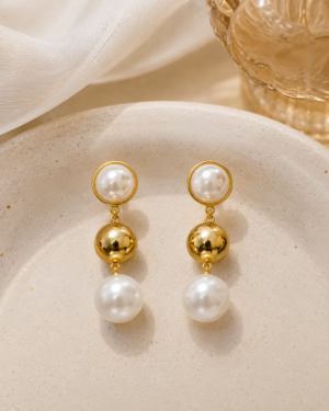 Elegant Gold and Pearl Drop Earrings for Women