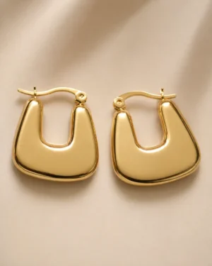 Sienna Sculpted Frame Gold Hoop Earrings for Women