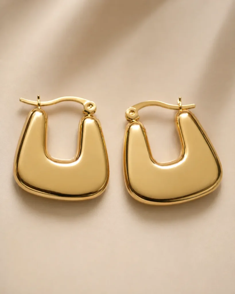 Sienna Sculpted Frame Gold Hoop Earrings for Women
