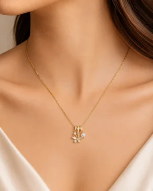 Golden Butterfly Crystal Neckchain - Image 2