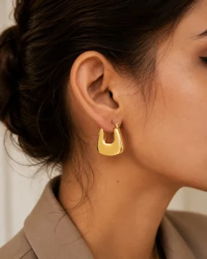 Sienna Sculpted Frame Hoop Earrings - Image 2
