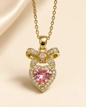 Pink Crystal Heart Neckchain - Image 3