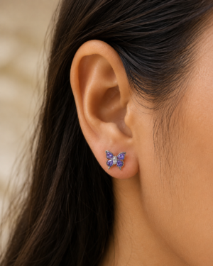 Violetta Crystal Butterfly Stud Earrings - Image 2
