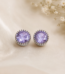 Amethyst Round Crystal Stud Earrings with 925 Sterling Silver Posts