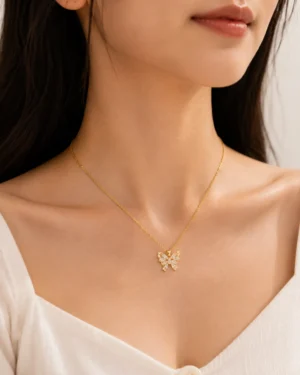 Crystal Stone Butterfly Pendant Neckchain - Image 2