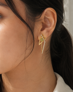 Olive Spark Geometric Gold Earings - Image 2