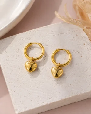 Liora Heart Charm Hoop Earrings - Image 3