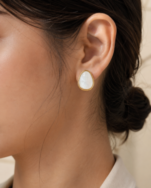 Minimalist White Shell Gold Studs - Image 2
