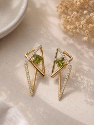 Olive Spark Geometric Gold Earings - Image 3