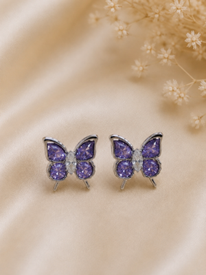 Violetta Crystal Butterfly Stud Earrings - Image 3
