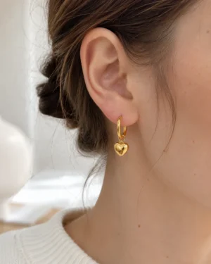 Liora Heart Charm Hoop Earrings - Image 2