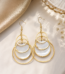 Luxe Gold Circle Dangle Earrings with Shell Accents