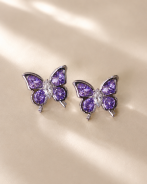 Violetta Crystal Butterfly Stud Earrings with 925 Sterling Silver Posts