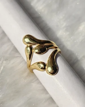 Gold tone abstract open statement ring