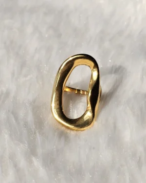 Gold Tone Sculptural Open Statement Ring - Image 2