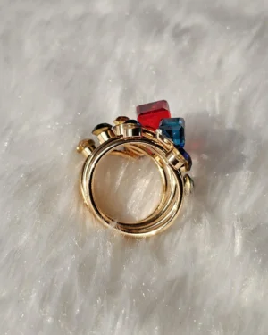 Golden Kaleidoscope Multicolor Statement Ring - Image 2