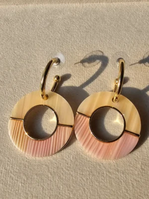 Golden Blush Geometric Circle Drop Earrings - Image 3