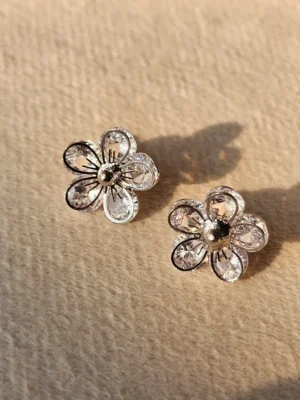 Azure Blossom Crystal Stud Earrings flower design