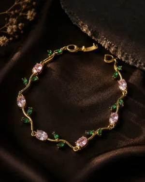 Elysian Pink & Green Crystal Vine Bracelet - Image 3