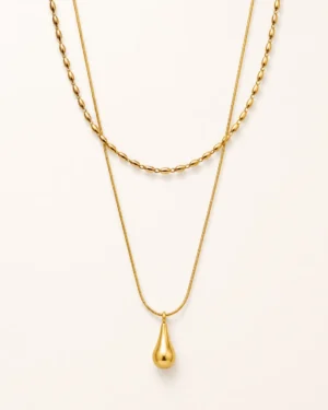 Golden Teardrop Layered Necklace - Image 3